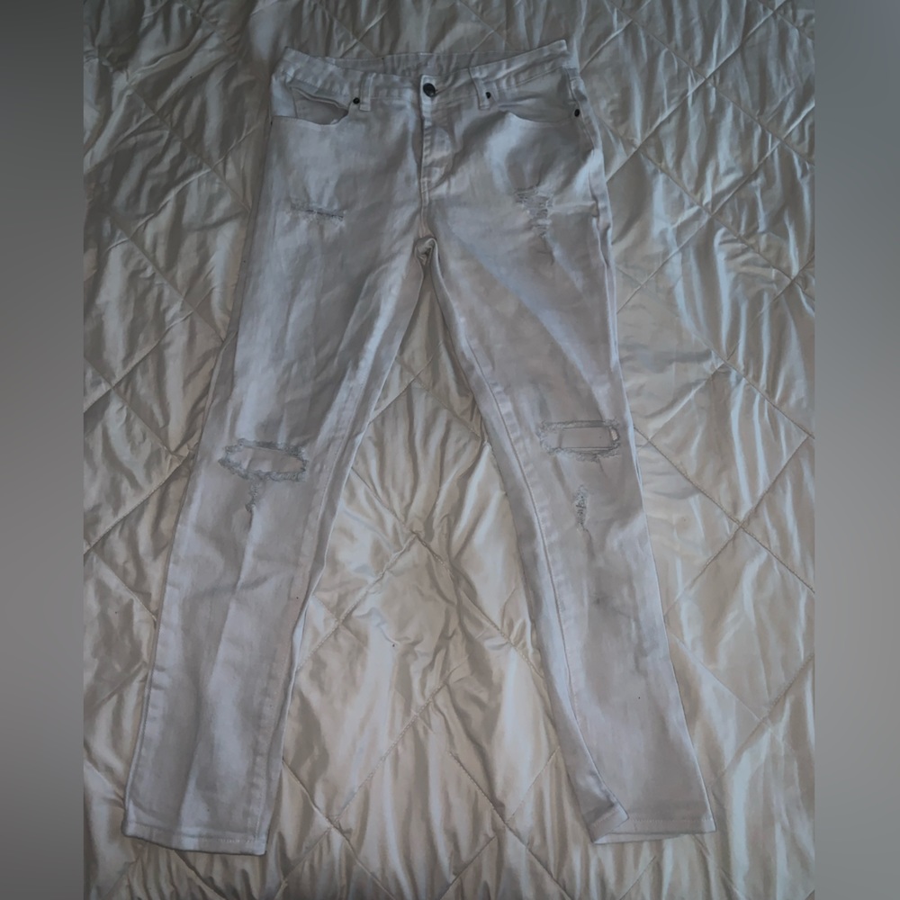 White ripped jeans